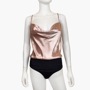 NWT VICI "Dreamy Nights" Satin Cowl Neck Bodysuit (Mauve | Size S)